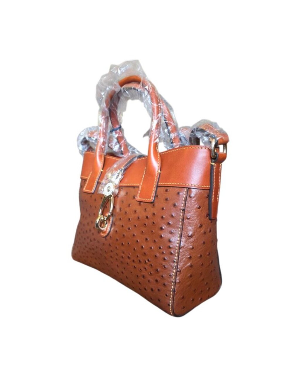 Dooney & Bourke Amelie Tote Cognac Ostrich Leather Satchel NWT Crossbody OT1031 - Picture 3 of 16